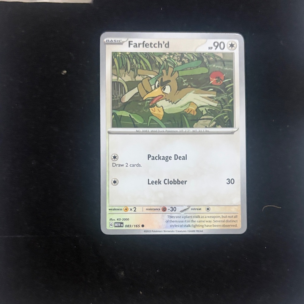 Pokemon Trading Card - Farfetch'd with Green and Brown